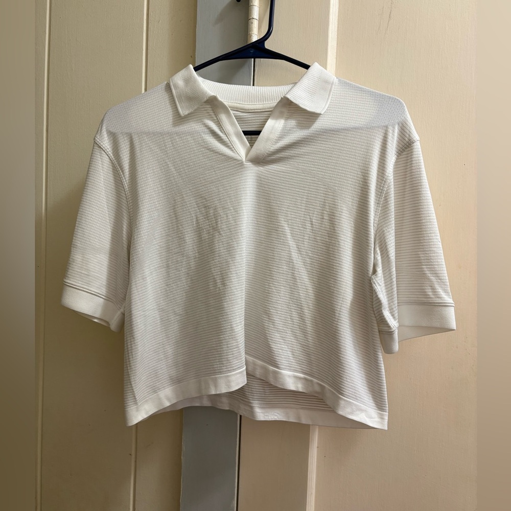 lululemon athletica White Short-Sleeve Polo Crop Top